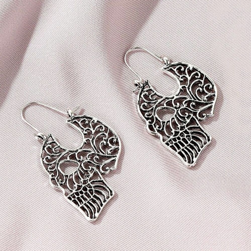 Any 2/$20! Boho Sugar Skull Open Work Earrings - Picture 6 of 12